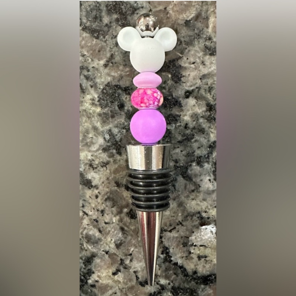 Upcycled Hand Crafted Mickey Mouse Beaded Wine Stopper